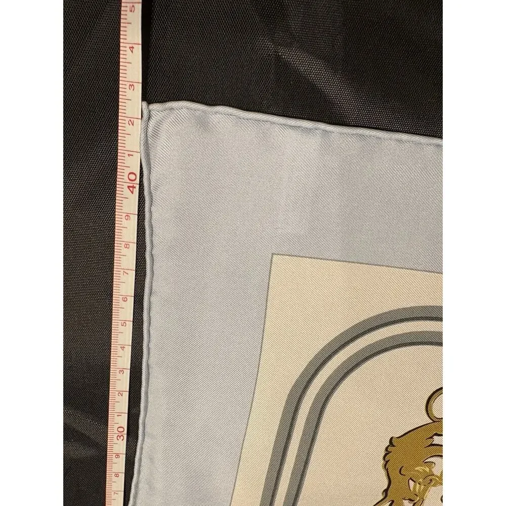Hermès Pocket Square Silk Scarf Brides de Gala By Hugo Grygkar Lt Blue Gray New